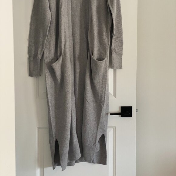 Old Navy Gray Longline Cardigan – Open Front Duster Sweater with Pockets - Picture 2 of 8
